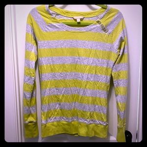 Banana Republic Striped Green and Gray Top sz M